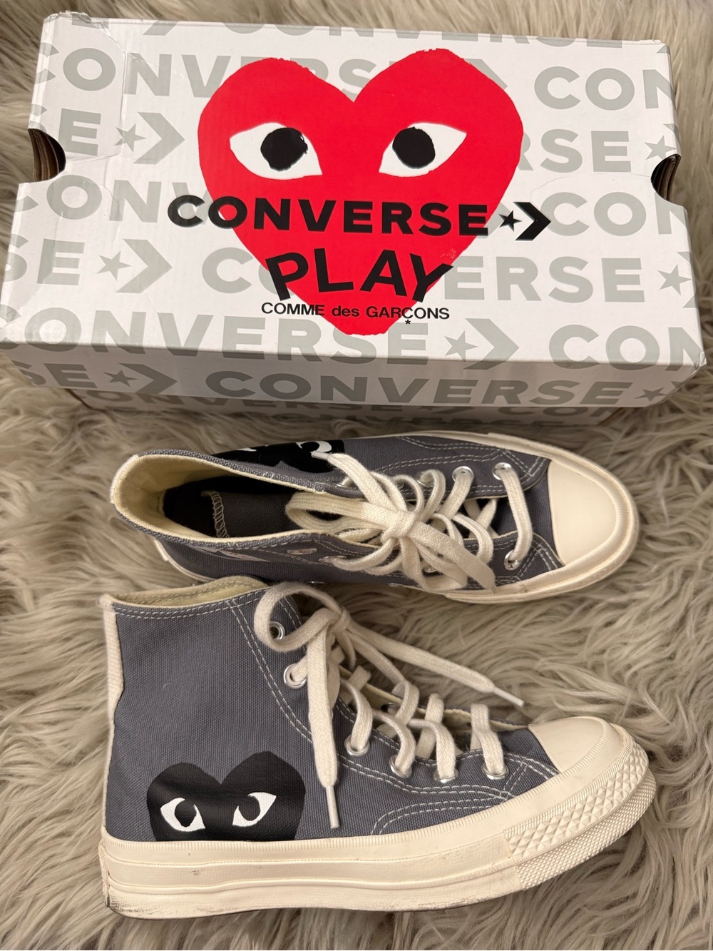 Converse PLAY High Top Sneakers - Gray & Cream